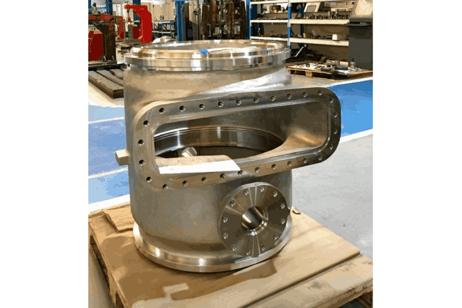 Machining company in Bilbao manufacturing butterfly valve bodies Top Entry 24” 300# BW with CNC precision