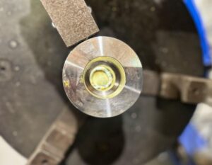 Detail of machined seat surface on an industrial valve body at Asimer Group