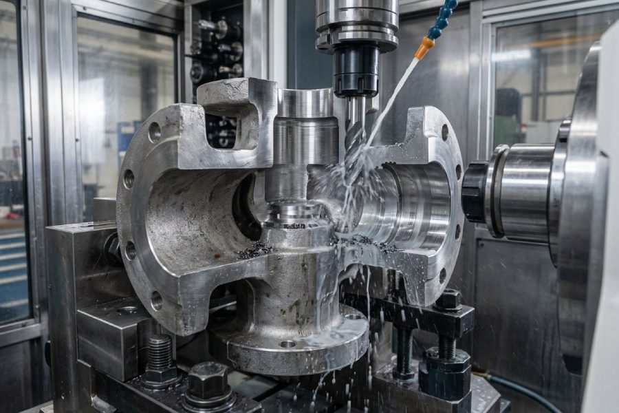 Machining of valves in duplex and superduplex during CNC operation on industrial valve body