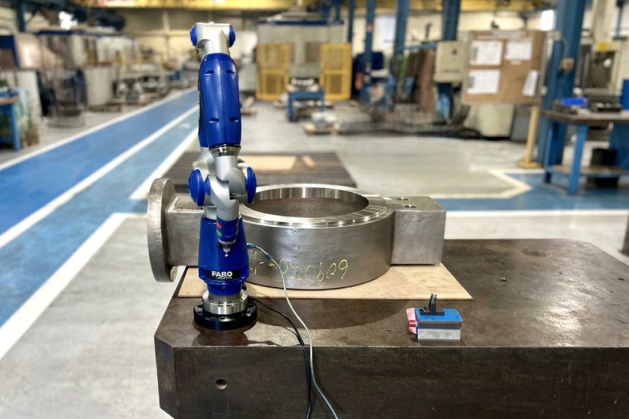 Dimensional control in the machining of valves in duplex and superduplex with measuring arm on industrial component