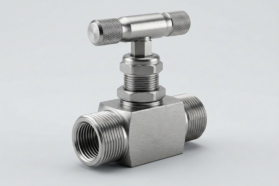Types of industrial valves: needle valve used for precise flow regulation in industrial applications