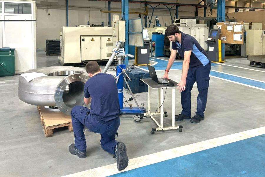 Inspección y control dimensional de componente industrial en Asimer Group