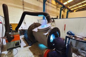Automated MIG welding on a large industrial component