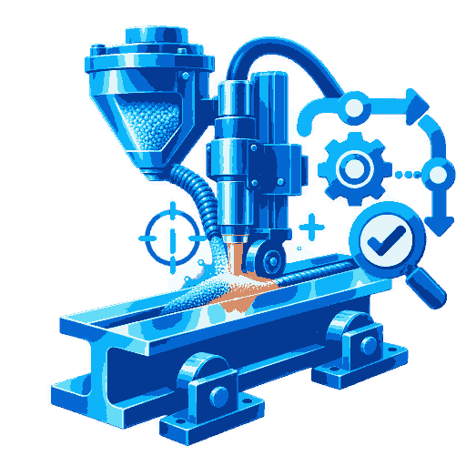 Icono de soldadura SAW automatizada en componente industrial