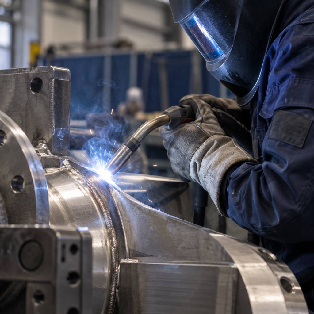 Soldadura MIG industrial con automatización y materiales para componentes críticos